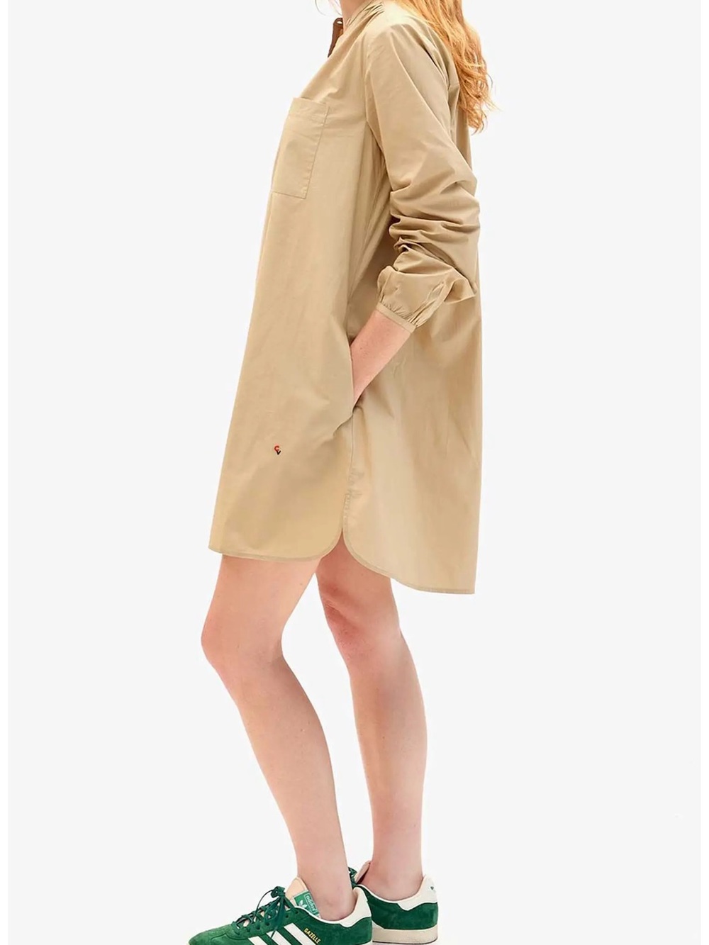 Clare V Poplin Shirt Dress in Beige - Picture 3 of 4